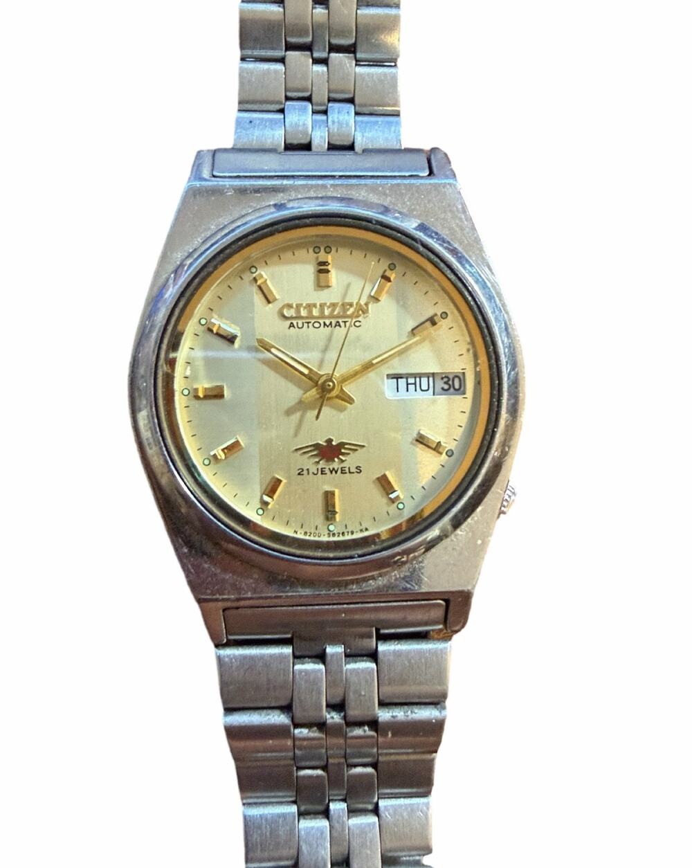 Citizen Automatic Men Watch 21 Jewels Day Date Gold Tone Japan Movement